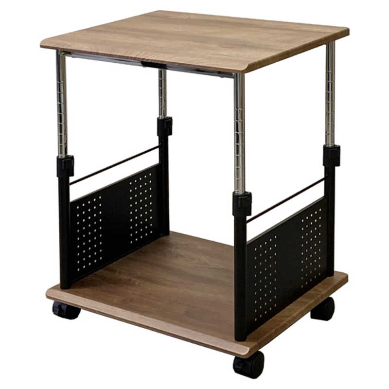 レメックスジャパン　デスクの下に収納可能 上下昇降プリンターワゴン デスクワゴン(W55×D45×H45-70cm)(上下昇降 45-70cm) 木目 REMEX　PJC-7203-WD