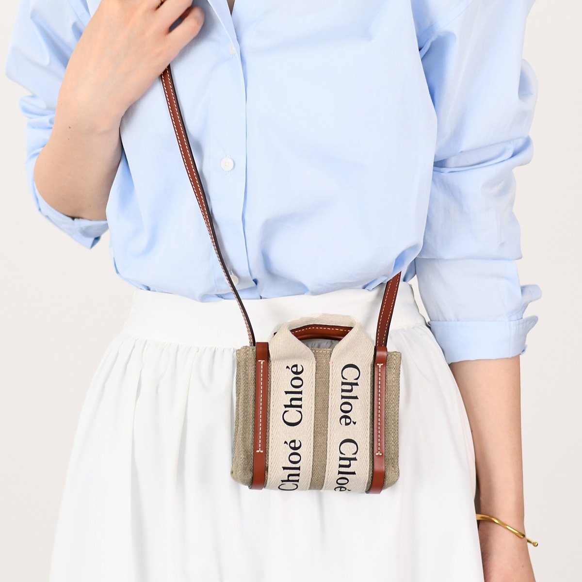 バッグ WOODY ナノ ショルダーバッグ BAG CHC22AP235I26 レディース ホワイト ブラウン クロスボディ カジュアル 人気 おすすめ