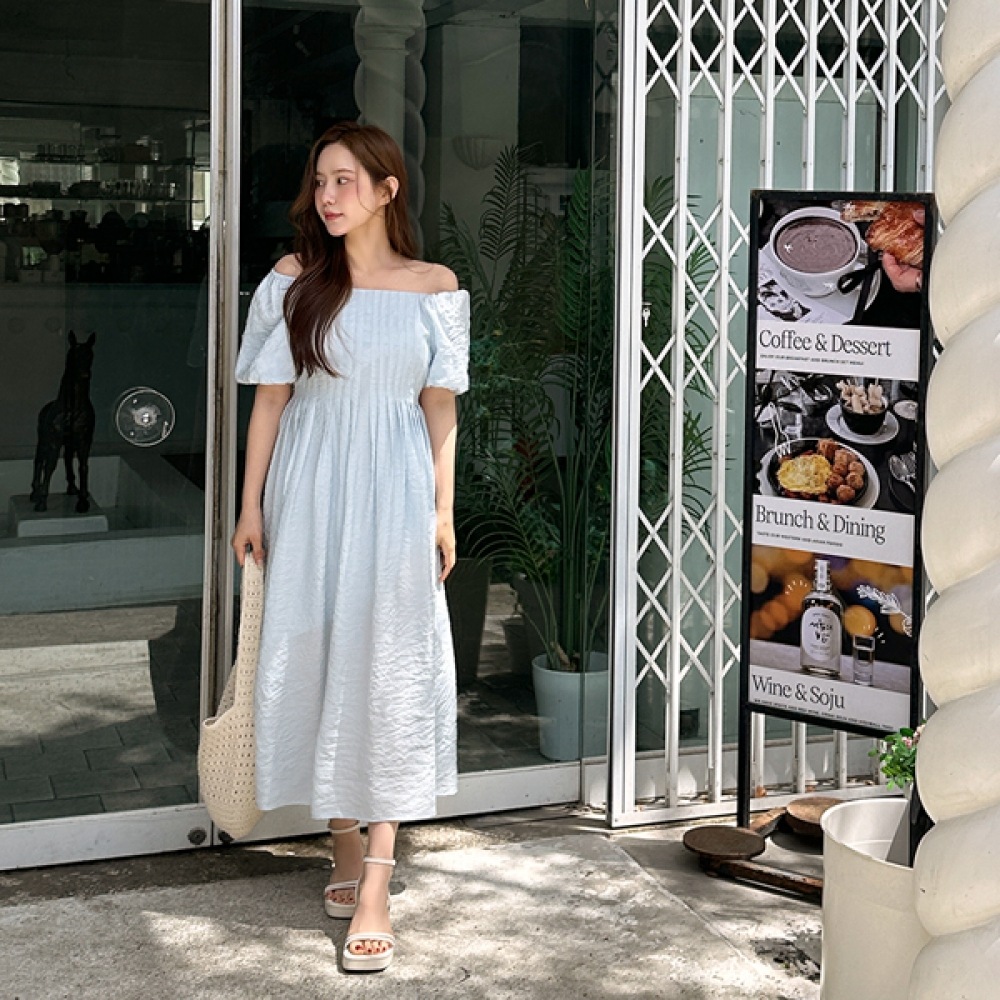 【JSTYLEのイーブレット】イーブレットパーツオフショルダーピントックロングワンピースJSTYLE