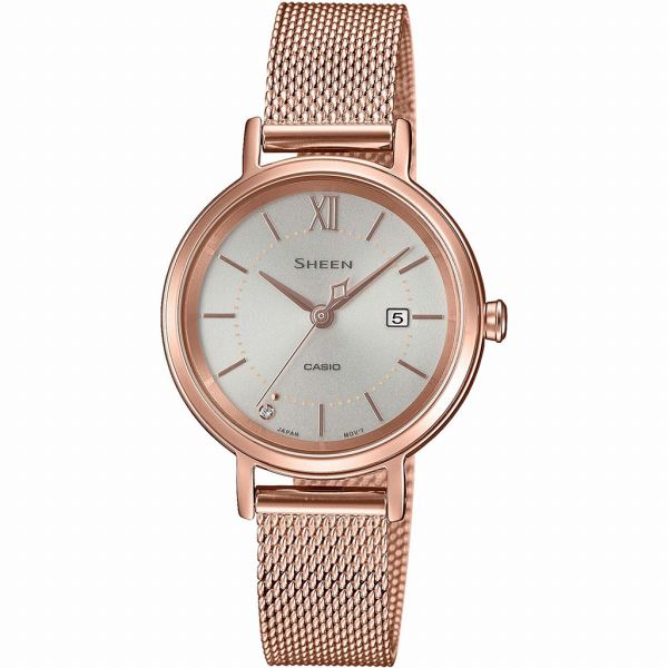 取寄品 正規品 CASIO腕時計 カシオ SHEEN シーン アナログ表示 ソーラー 日付カレンダー 丸形 SHS-D300PGM-4AJF レディース腕時計