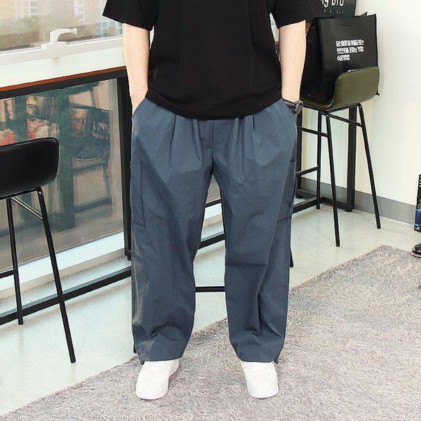 WBH男性ビッグサイズソノラスウォッシングワイドバンディングパンツ