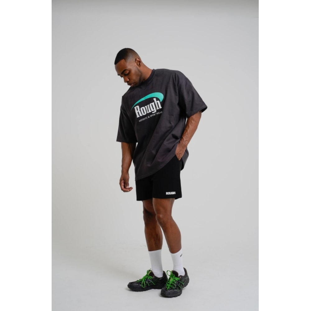 ラフアスレチック [ヘビーコットン] レーシングロゴTシャツ-チャコール