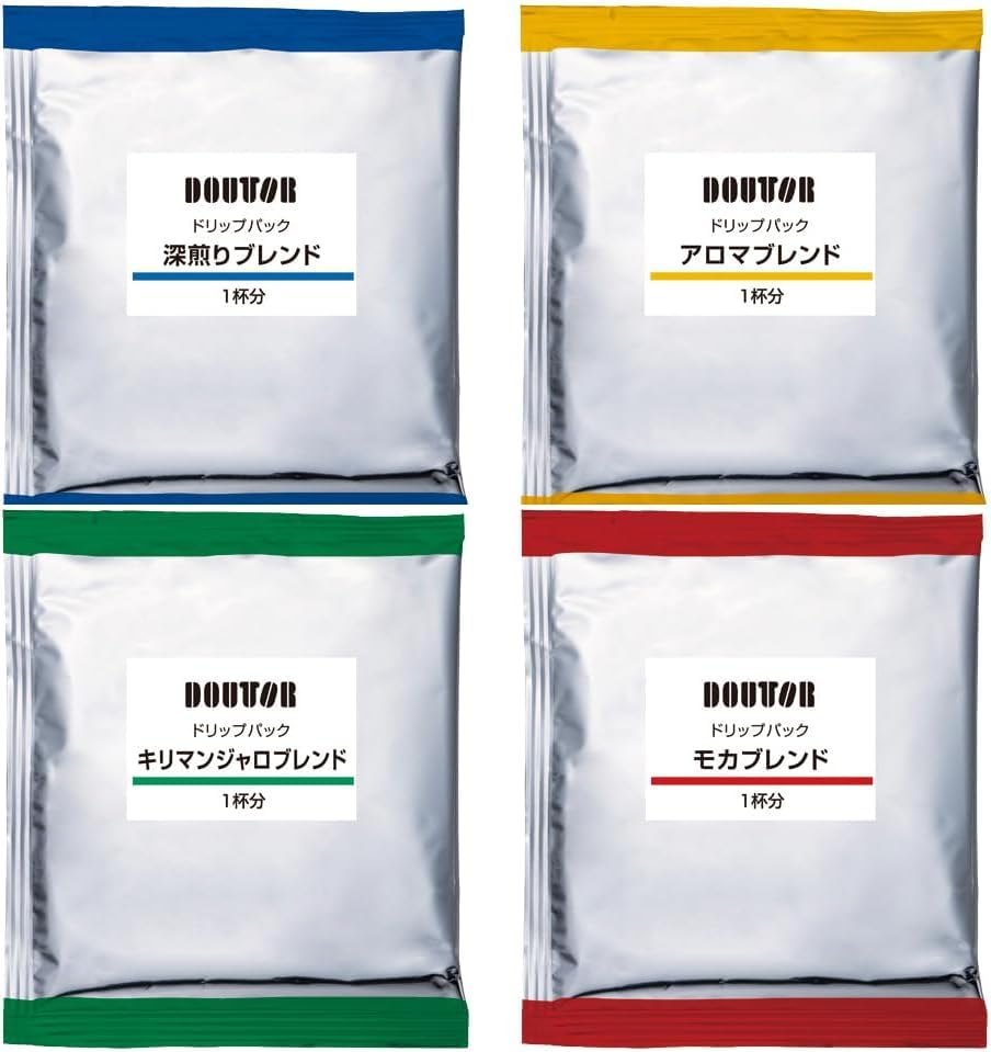 ドトールコーヒー ドリップパック アソート 飲み比べ バラエティ セット【アロマブレンド】【深煎りブレンド】【キリマンジャロ】【モカブレンド】 (4種 各20袋 計80杯)