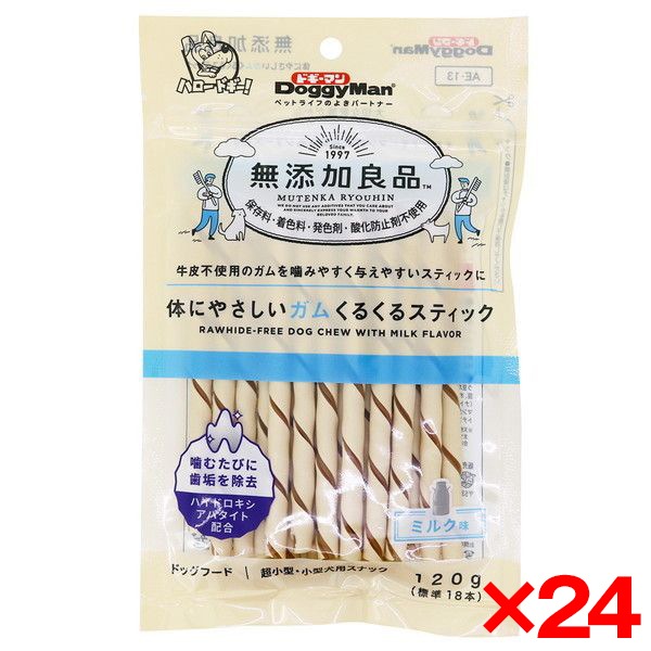 24個セット 無添加良品 体にやさしいガム くるくるスティック 120g (標準18本)