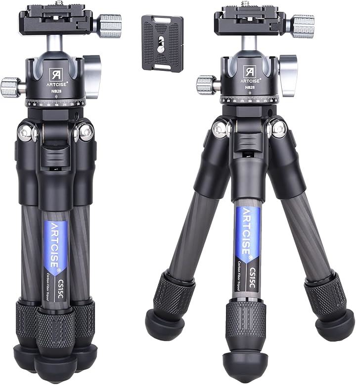 ミニ カーボン 三脚 28mm 低重心ボール雲台キット 軽量 コンパクト カーボンファイバー 卓上 トラベル 360度パノラマ 三脚ヘッド搭載 持ち運びに便利 アルカスイス 耐荷重10キロ