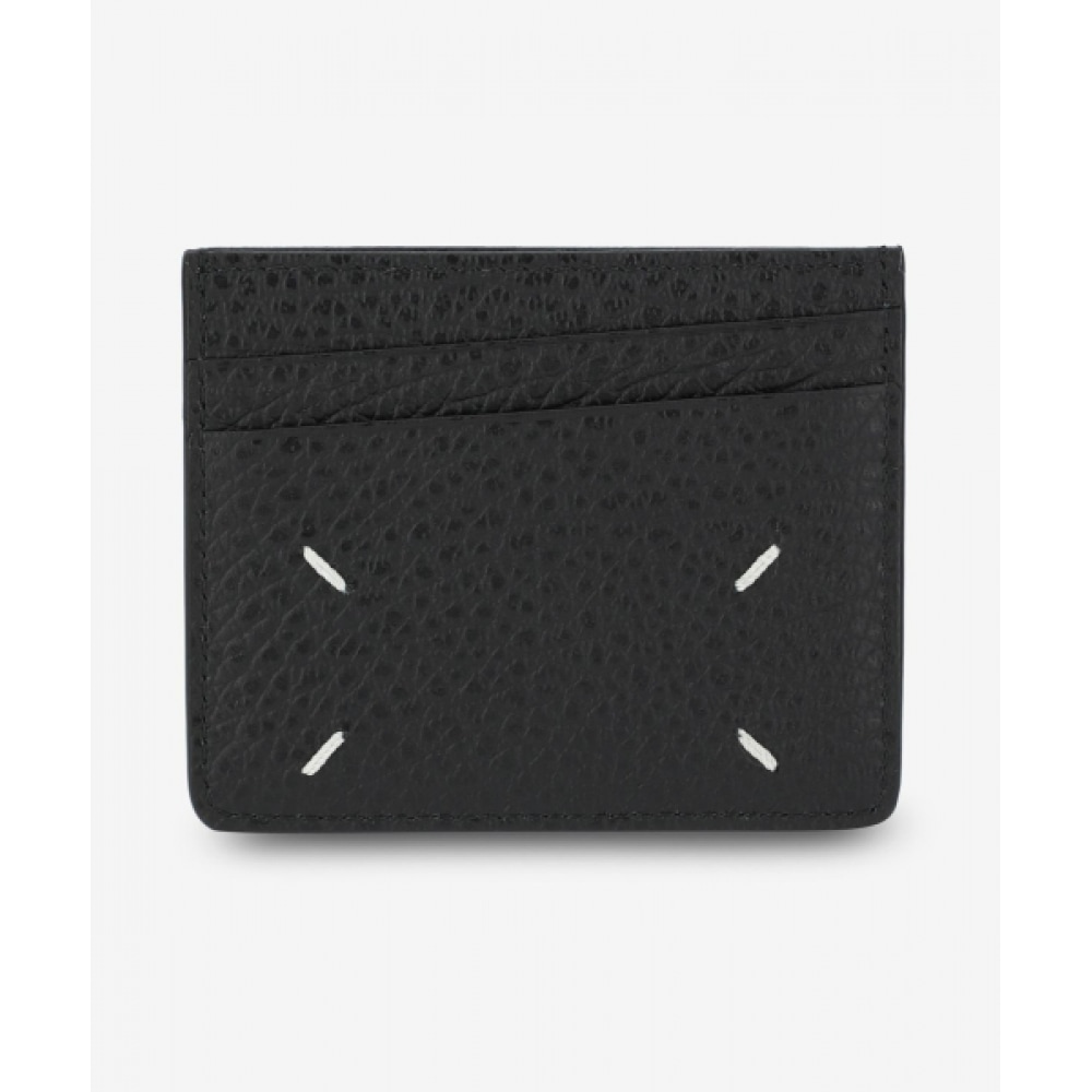 メゾンマルジェラ 4 ステッチスリム 6 スロットカードホルダー-ブラック/SA1VX0006P4455T8013