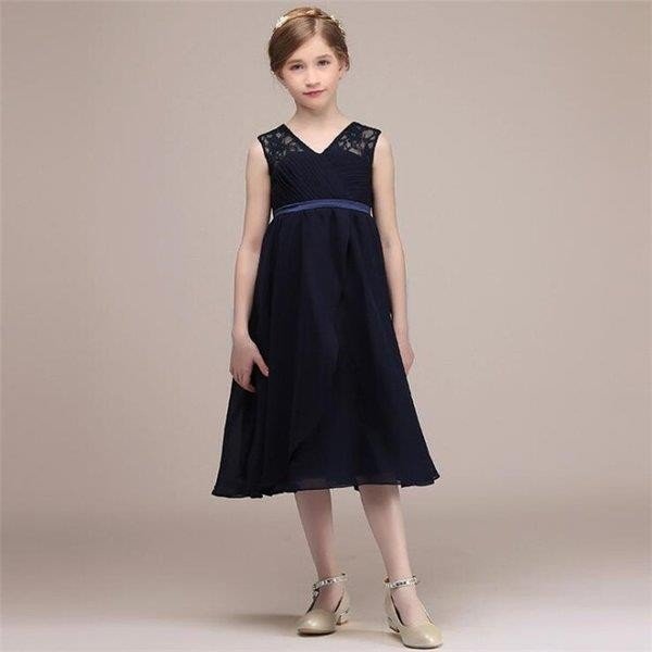 子供ドレス フォーマル ミディアム丈 ワンピース ジュニアドレス シフォン パーティー 結婚式 ピア
