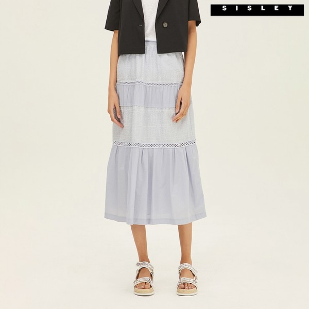 (シスレー) シスレークレープ刺繍入りロングスカート SASK06241_LB 9,701円