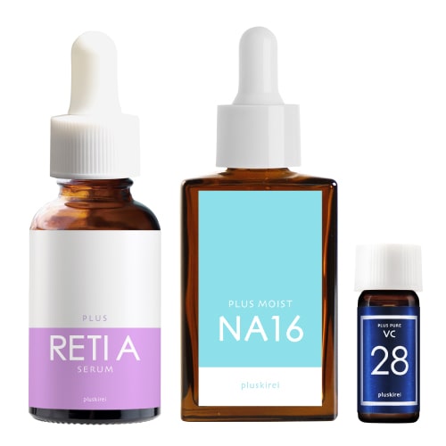 レチノール 美容液 プラスレチAセラム 30mL + ナイアシンアミド 16% プラスモイストNA16 30mL + ピュアビタミンC 28% VC28ミニ 両親媒性