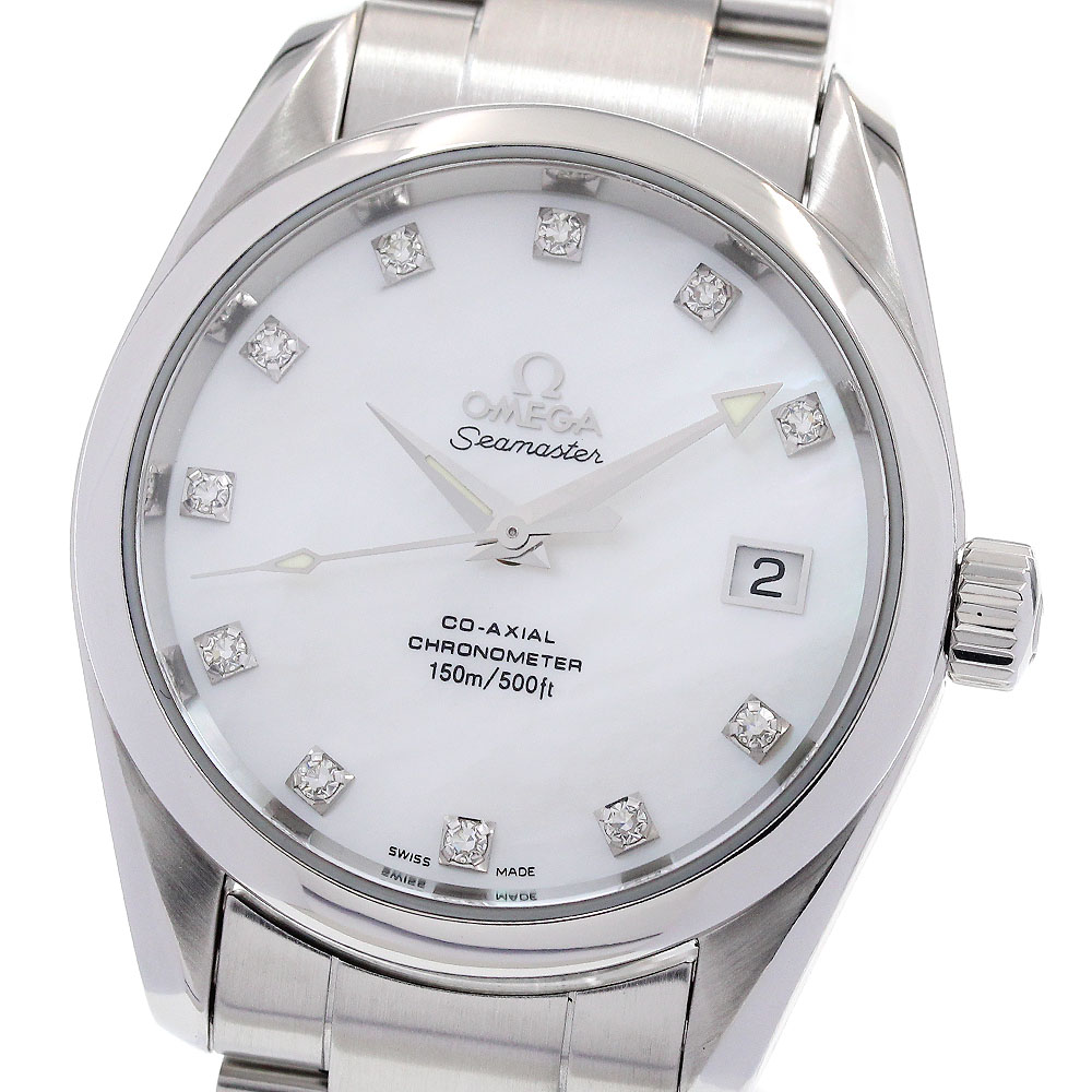 オメガ OMEGA 2504.75 シーマスター アクアテラ コーアクシャル クロノメーター 11Pダイヤモンド 自動巻き メンズ 良品 _845956【中古】 158,500円