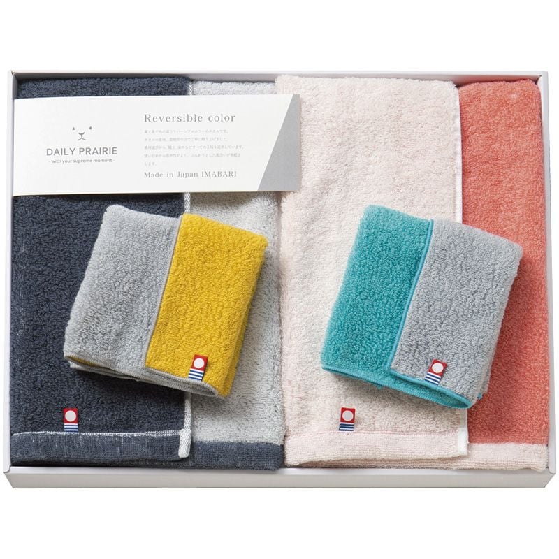 DAILY PRAIRIE リバーシブル ハーフバスタオル2P&タオルハンカチ2P