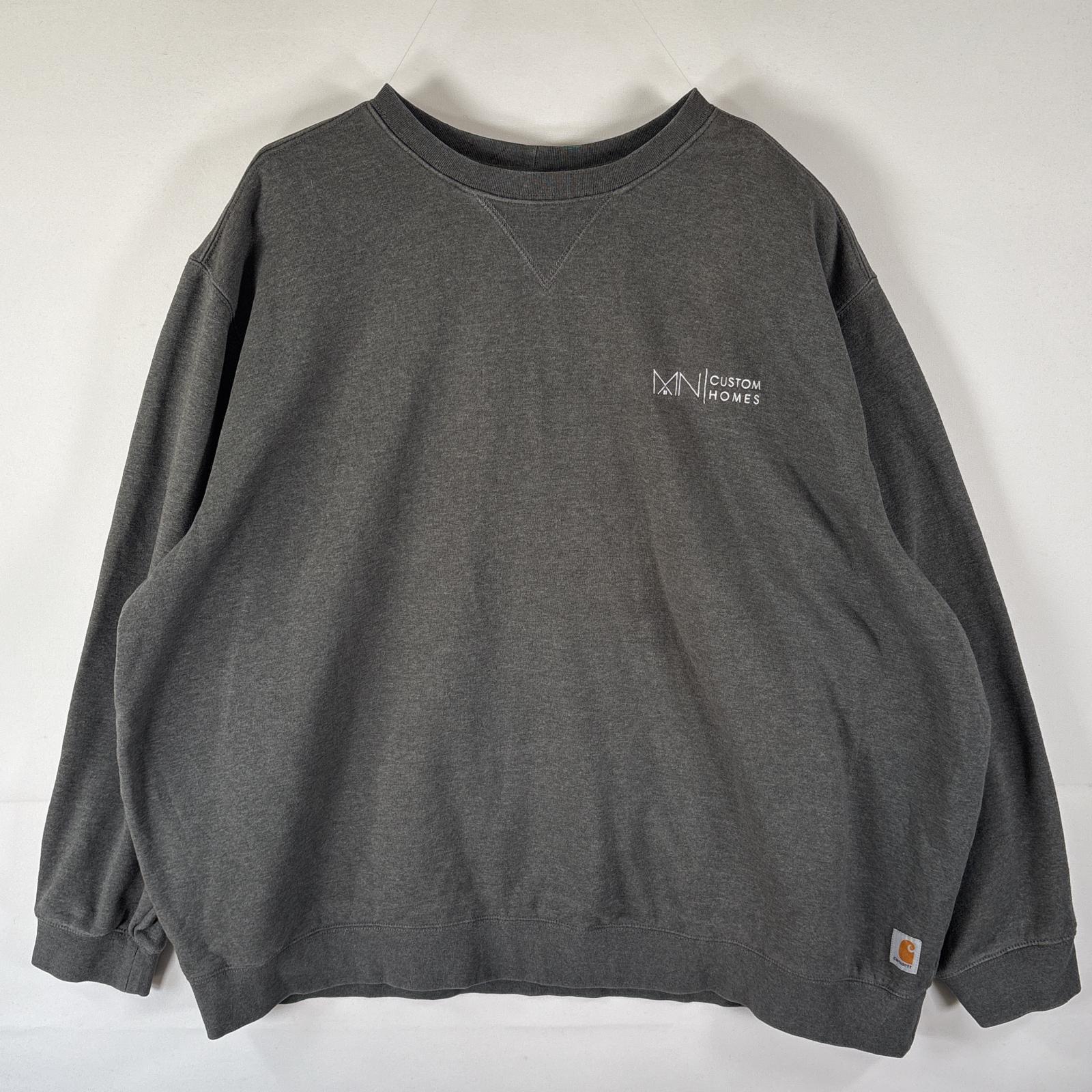 古着 スウェット トレーナー 企業ロゴ刺繍 クルーネック ワンポイント 大きいサイズ XXXXL ダークグレー メンズ