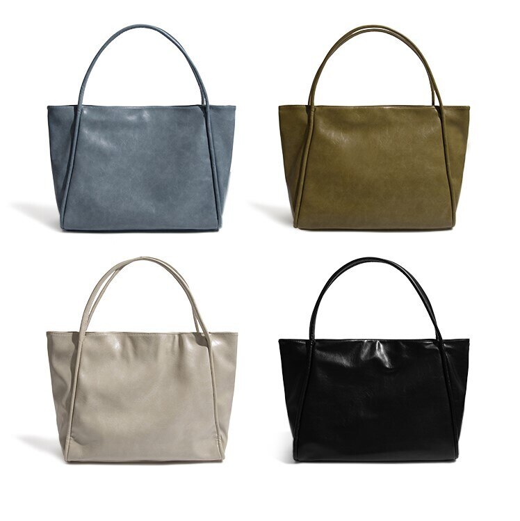 4色 ショルダーバッグ トートバッグ レディース 手持ちバッグ 手持ちカバン 肩掛け 大きめ カジュアル かわいい おしゃれ 通勤 旅行 キャンバス スクエア 横長 ボタン 大きい ビッグ ビッグサイ