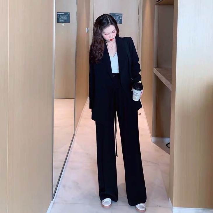 セットアップ ジャケット パンツ スーツ フォーマル 上下セット 黒 無地 長袖 カッコイイ ワイドパンツ ウエストマーク アインメトリー ブラックコーデ テーラードジャケット 個性的 大人可愛い カ