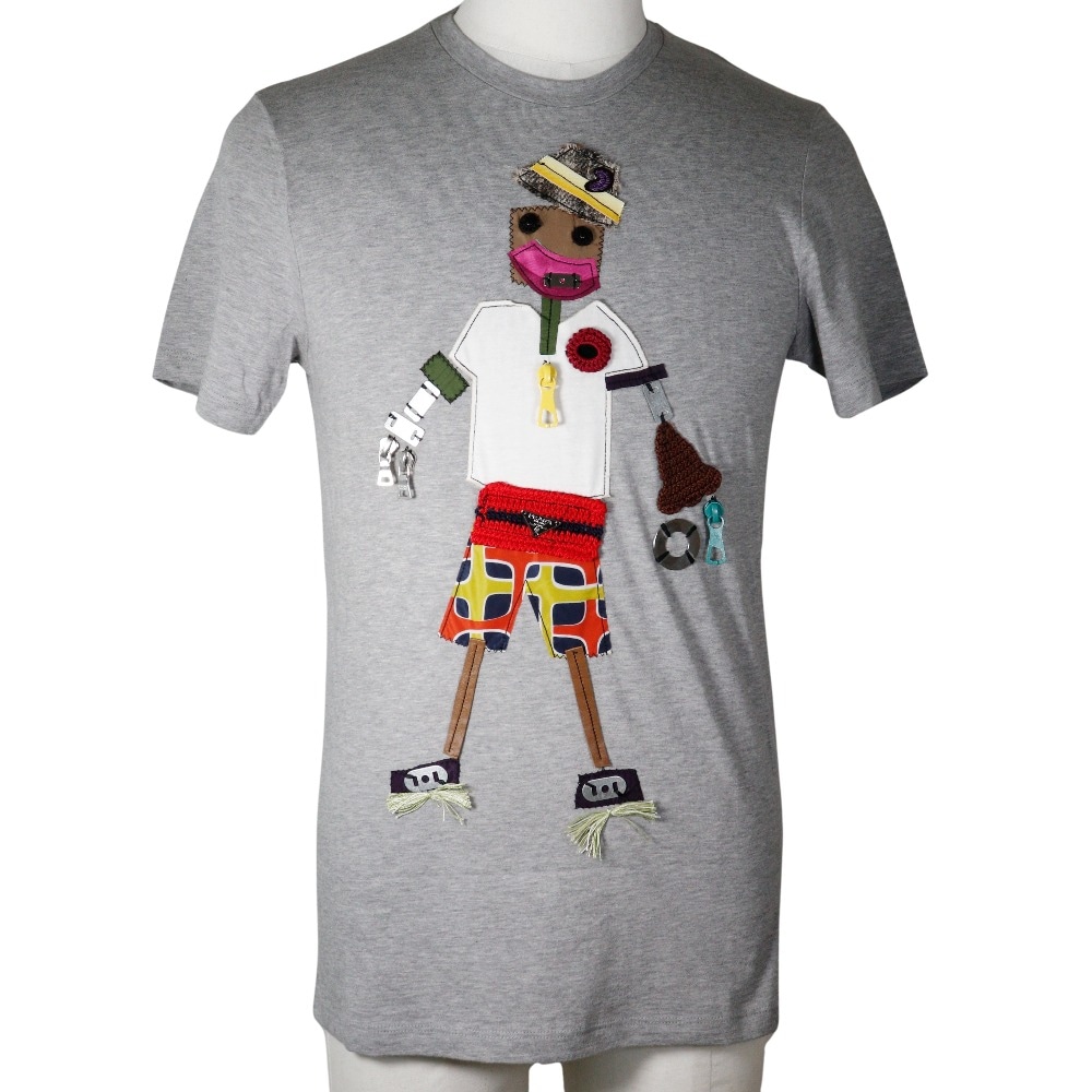 ロボット 半袖Ｔシャツ コットン グレー メンズ 中古品 Aランク