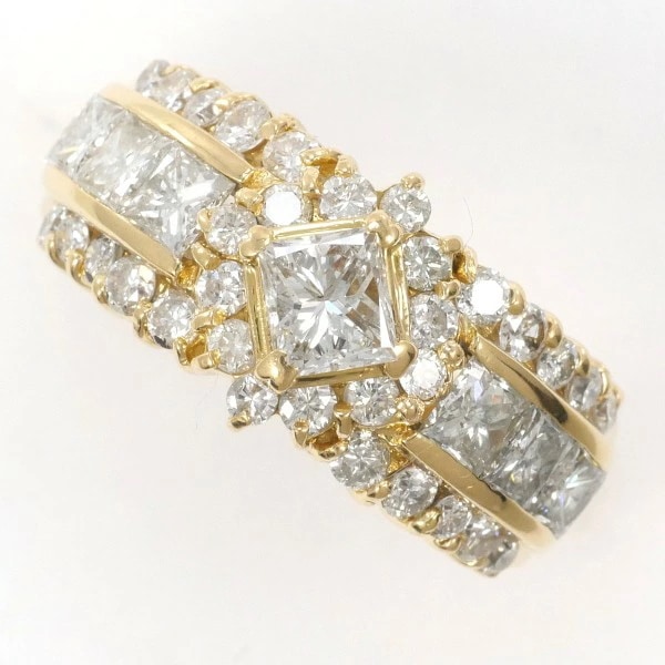 K18 18金 YG リング 指輪 8.5号 ダイヤ 1.52 カード鑑別書 ジュエリー 中古