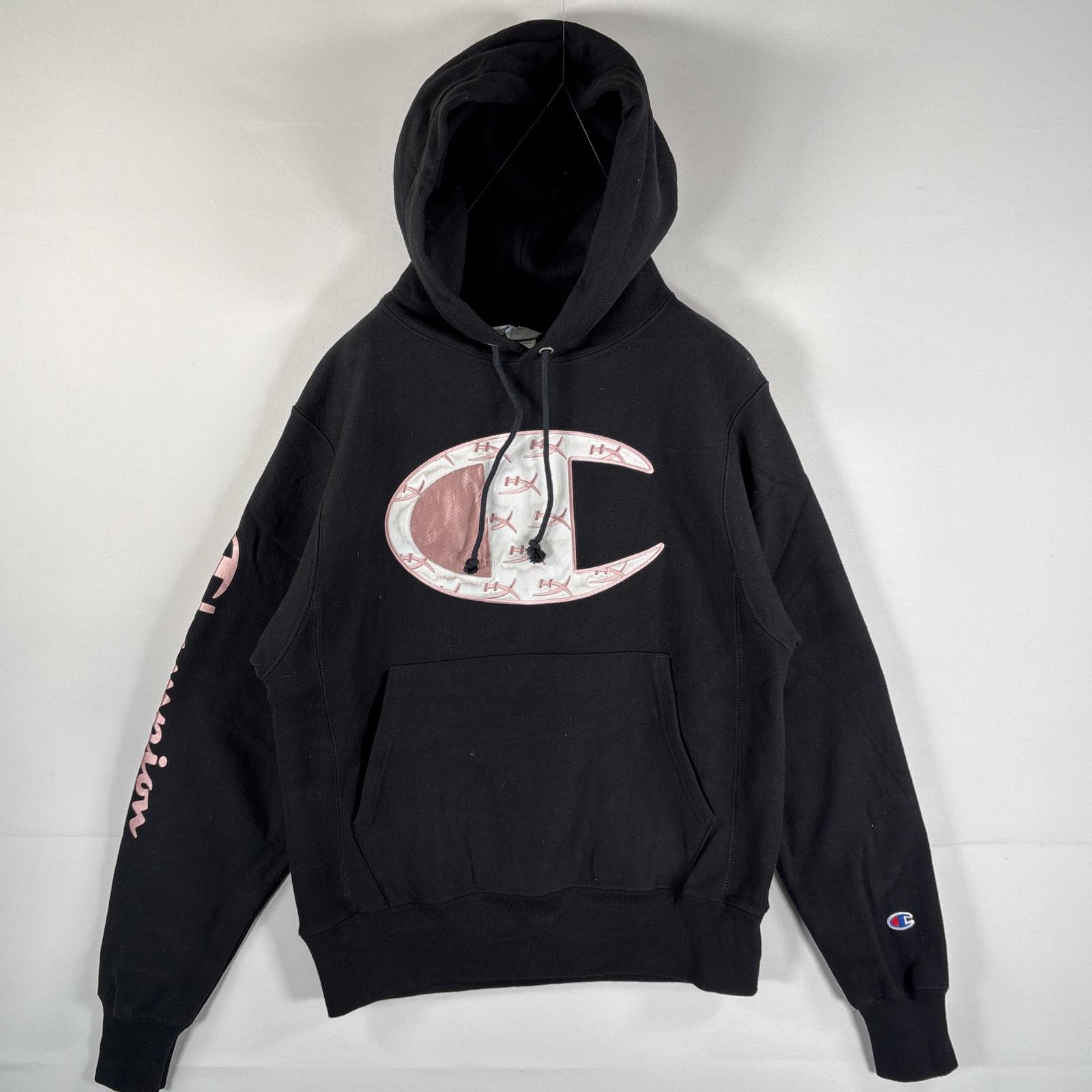 古着 パーカー リバースウィーブ 復刻 ブランドロゴ 袖プリント ヘビーウェイト SMALL（JPN L） ブラック メンズ