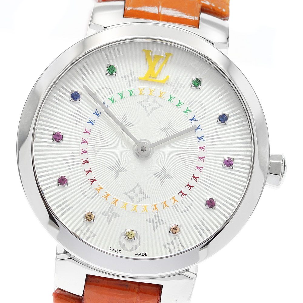 ルイ・ヴィトン LOUIS VUITTON QA159 タンブール スリムMM レインボー 11Pダイヤ クォーツ レディース 美品 _887463【中古】
