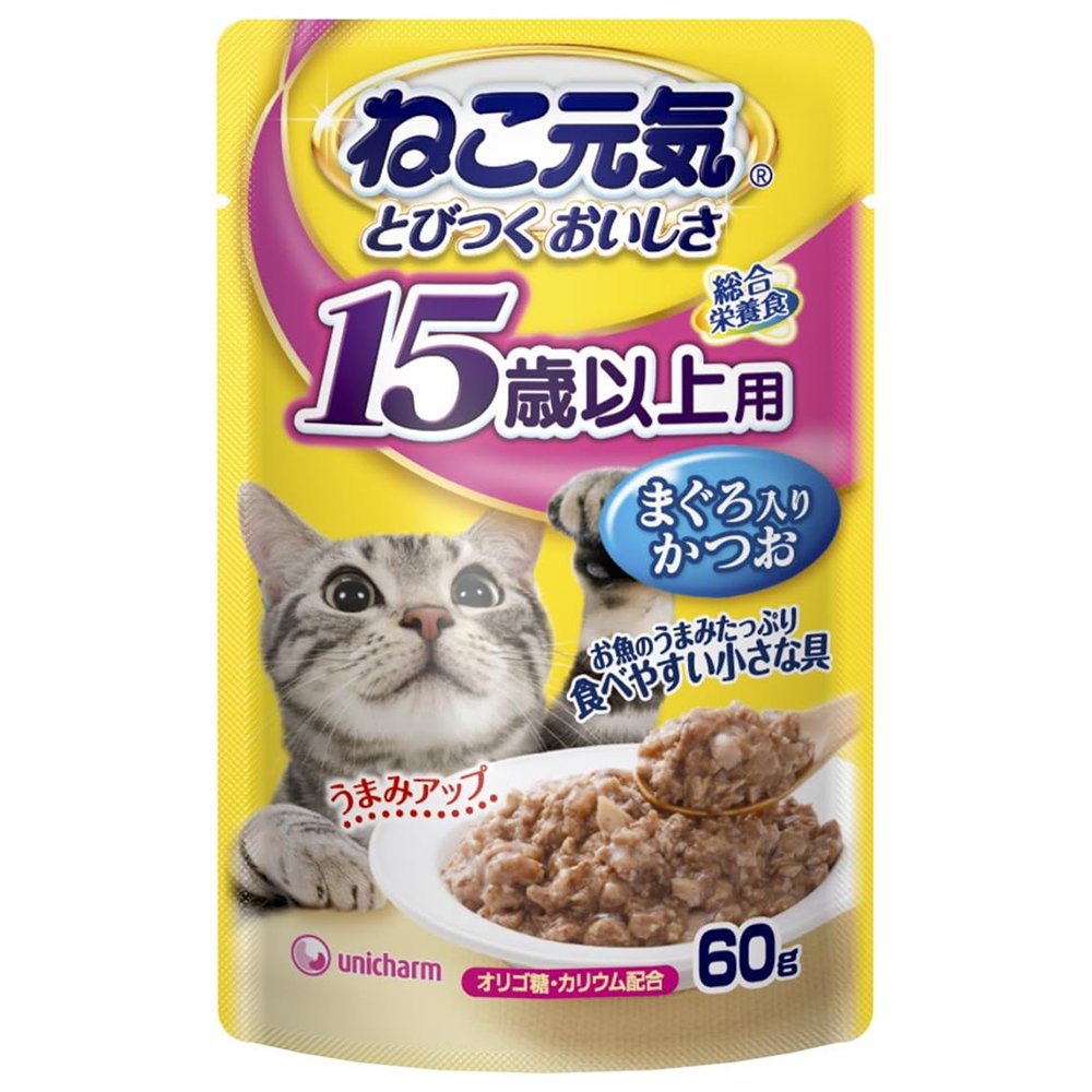 総合栄養食　パウチ　１５歳以上用　まぐろ入りかつお　６０ｇX１２０袋　超高齢猫用　ＣＲＣ35―20―55―25―00