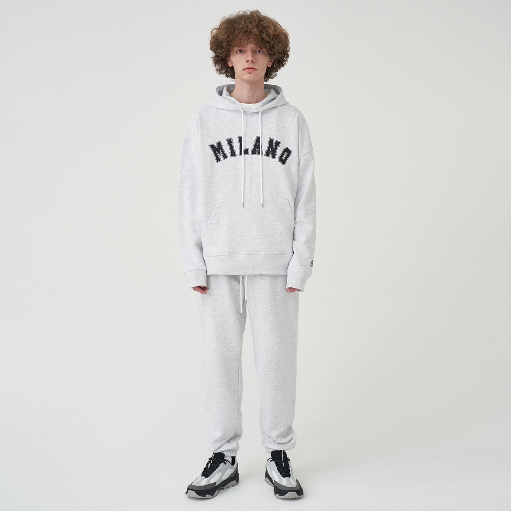 OVERFIT ARCH PRINTING HOODIE SET-UP_MELANGE