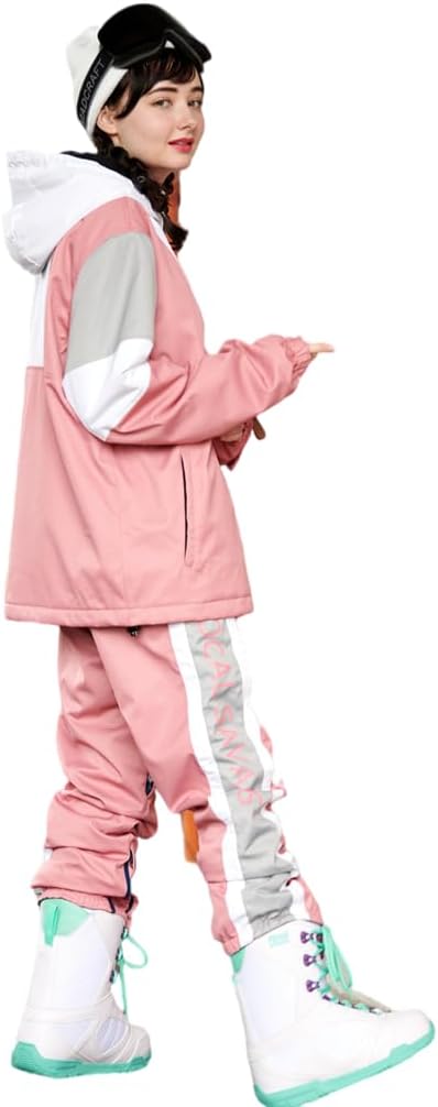 スキーウェア上下セット ユニセックス スノーボードウェア メンズ 男女兼用 ジャケット+パンツ セット フード パスケース付き 防水 防寒 スキーウェア 保温性
