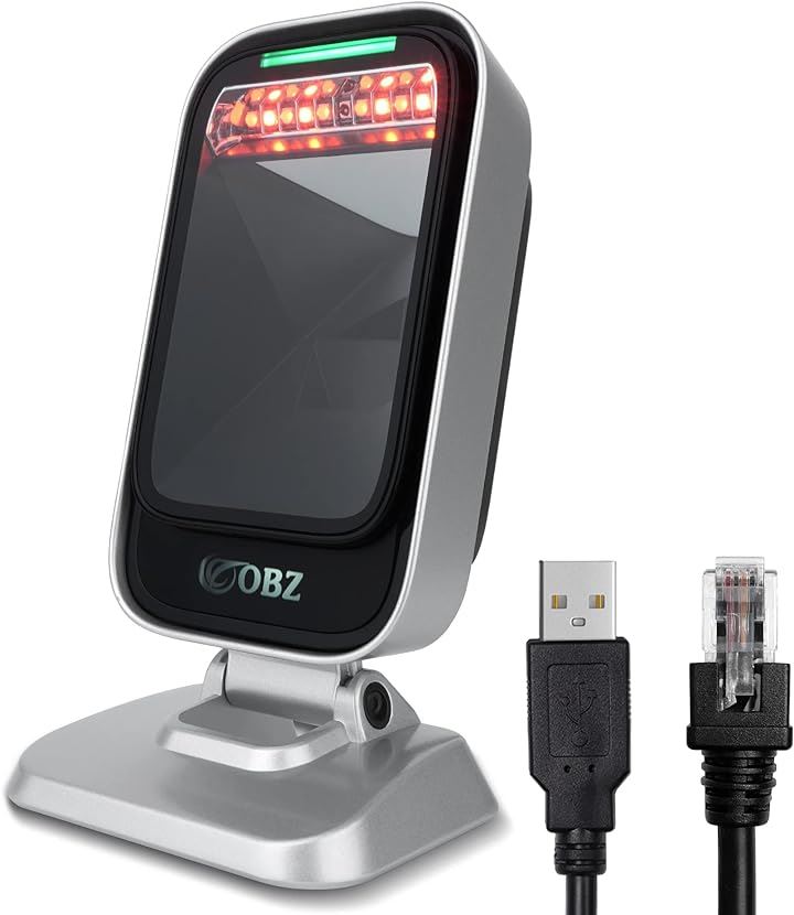 WindowsAndroidLinuxMACと互換性 1D 2D QR バーコードリーダー 医療用GS1 POS システム用の全方向バーコード スキャナー( シルバー＋ブラック)