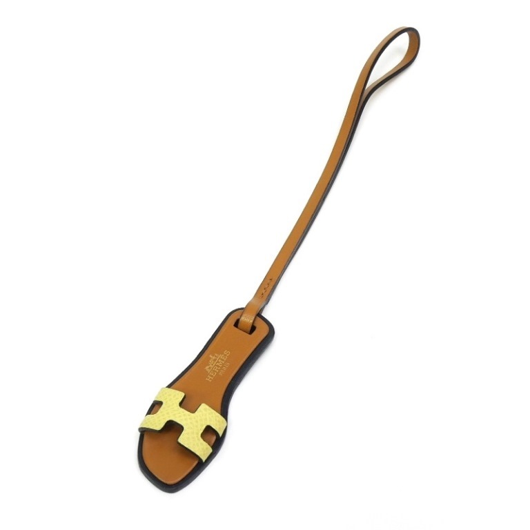 エルメス HERMES バッグチャーム オランナノ イエロー レザー(66737)