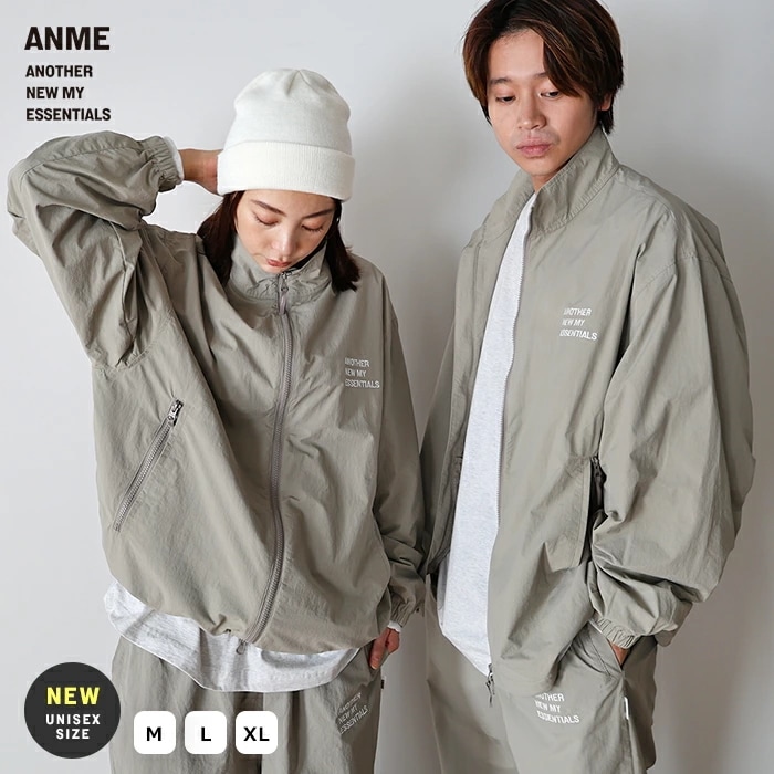 ANME エンブロイダリー ナイロン ジャケット ブルゾン レディース メンズ トップス アウター 羽織り 男女兼用 ユニセックス ノームコア ロゴ 刺繍 体型カバー 多機能 カジュアル アウトドア