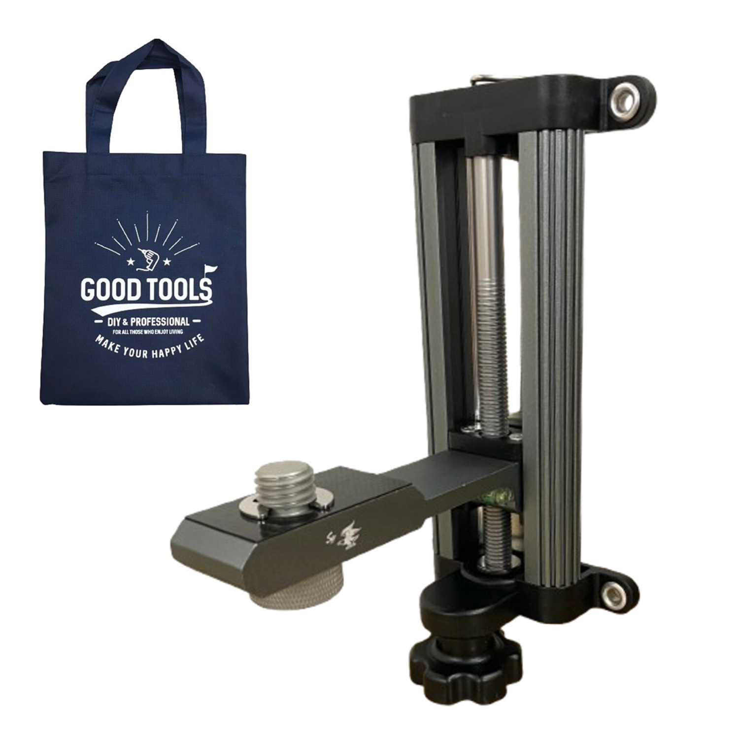 軽天ホルダー 【オマケ付き】レーザー墨出し器 限定色 ガンメタリック 灰色 マグネット 水平器 昇降調整機能付き レーザー クランプ 墨出し器 磁石式 5/8 アダプター 精品工房　正峰