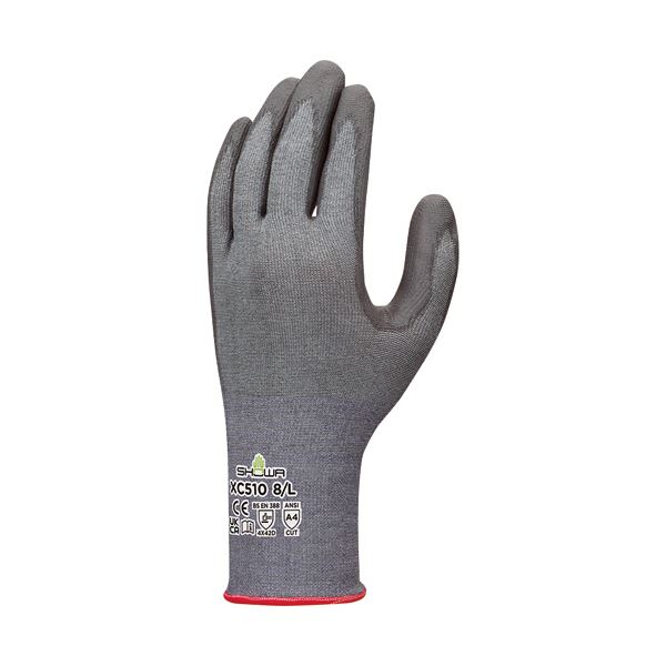 （まとめ） ショーワグローブXC510 フォルテックスウレタンパーム手袋 L グレー／レッド XC510-L 1双 [x5セット]