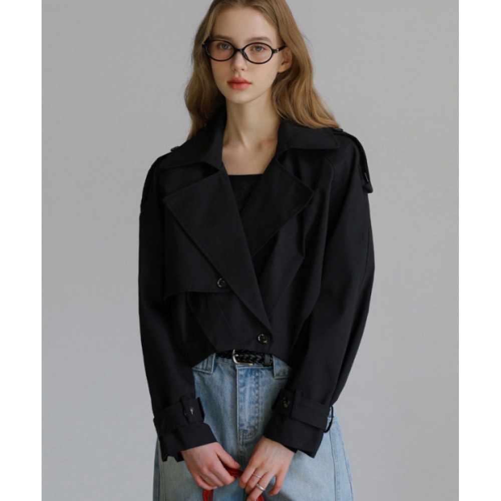 FRENCHCHIC ミニマルカラー クロップトレンチジャケット F5S30JK