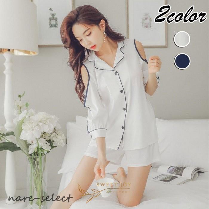 パジャマ ルームウェア レディース 春 夏 半袖パジャマ シルク風 前開きルームウェア ショットパンツ上下セット 可愛い ランジェリー 女性 部屋着 4,612円