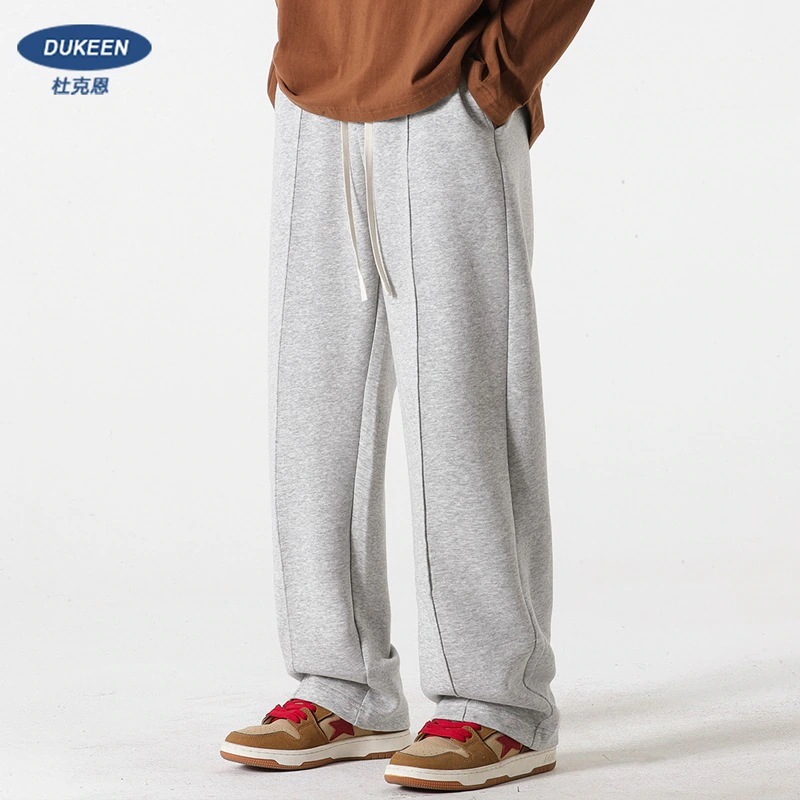 春秋用メンズヘビーウェイトルーズスポーツパンツベルベット付きアメリカンスタイルグレーカジュアルパンツストレートロングパンツ