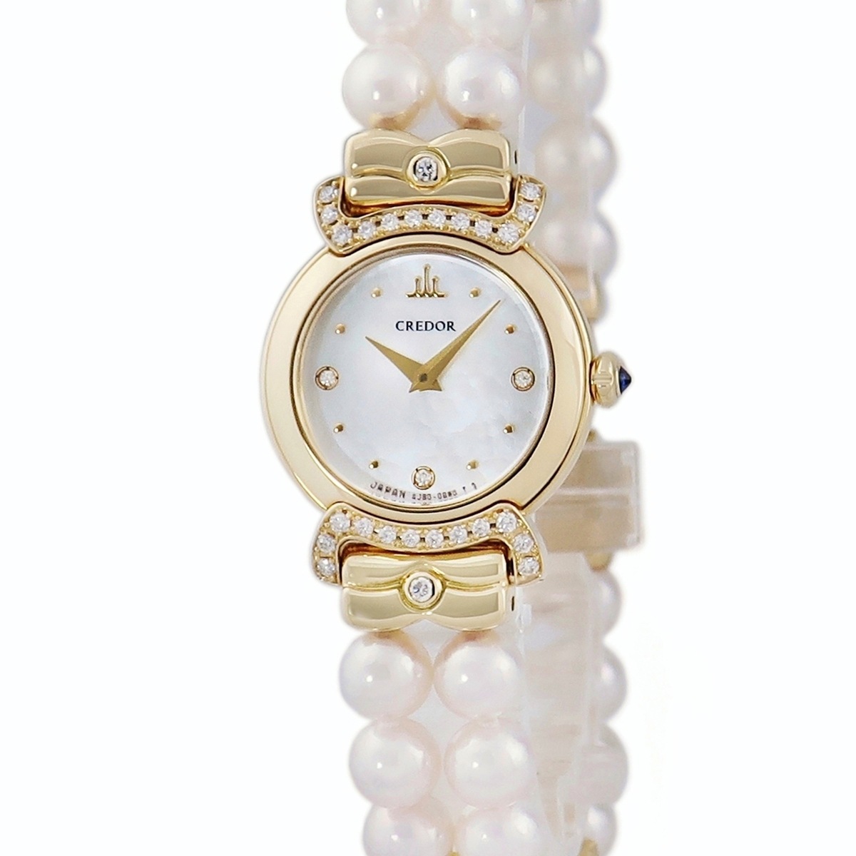 リネアルクス GTAW944 クオーツ レディース K18YG無垢 純正ダイヤ アコヤ真珠 シェル ドレスウォッチ 3年保証