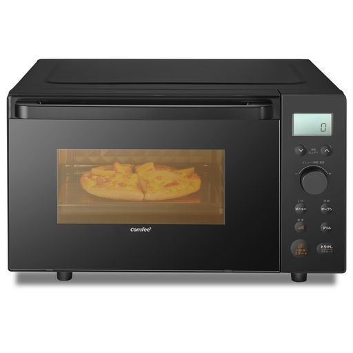 コンフィー(COMFEE’) オーブンレンジ 18L フラットテーブル 縦開き 自動メニュー18種類 全国対応 電子レンジ オーブン機能付き~250C温度調整 角皿式スチーム レンジ出力650W/50