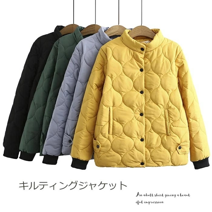 キルティングジャケット レディース キルティングコート ショート丈 中綿コート 秋冬 コート ジャケット 中綿入りトップス 冬 中綿コート 暖かい 軽量 防寒 ノーカラー カジュアル ノーカラージャケ