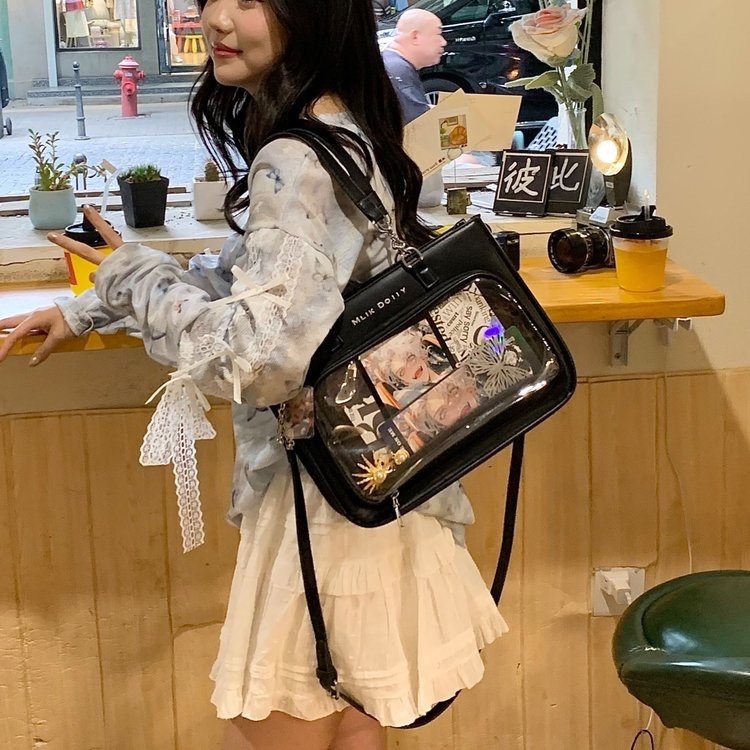 21 ショルダーバッグ ハンドバッグ 2way ライブ用 メッシュプレート付き オタ活 推し活 痛バ オタク 【1つ買うと10個無料】痛バッグ シンプルPU