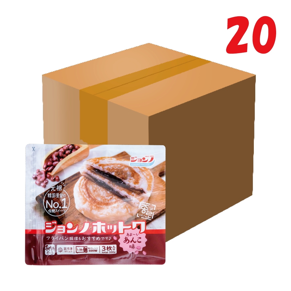 [ジョンノ公式] アンコ味ホットク3枚20個入り【ホットクセット】（冷凍）新大久保 No.1スイーツ！Big サイズ 冷凍食品ホトックハットグ簡単調理スイーツお得　新大久保