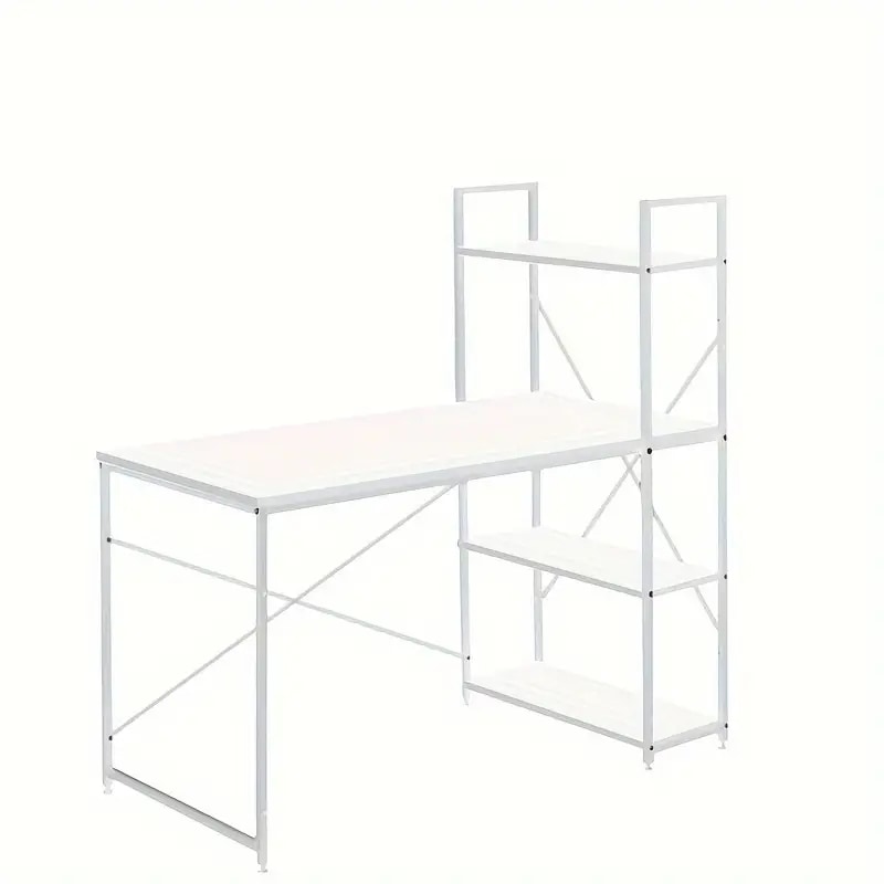 クラシック無垢材コンピューターデスク収納ラック付き - ハイトイプスオフィス・ゲーム・勉強用マルチユース - ナチュラル仕上げPCワークデスクノルディックガイア北＆南