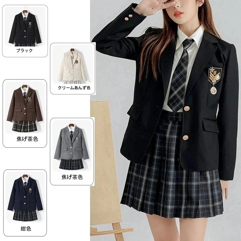 4点セット アップ レディース 長袖 制服 ジャケット シャツ スカート リボン 卒業式 女子 スーツ 小学校 卒服 韓国ファッション 女の子 お受験 プリーツスカート きれいめ
