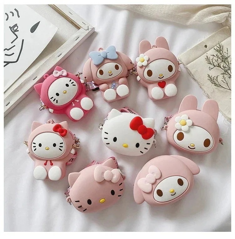 【2個買うと1個無料】サンリオLucky bag シリコンショルダー 小銭入れコインケースバッグ 柔らかい 財布 多用途マイメロ マイメロディ キティちゃん子供用 キッズ小銭入れ