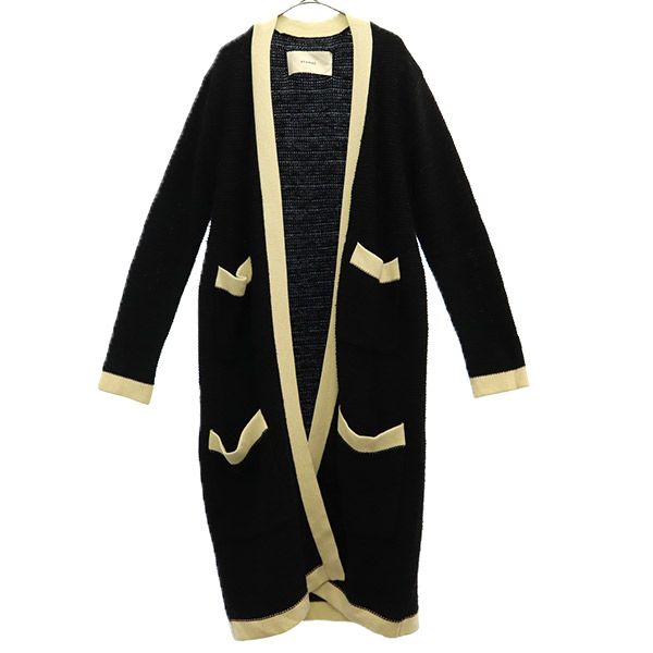 長袖 ロング ニットカーディガン F ブラック×ホワイト レディース 7,895円