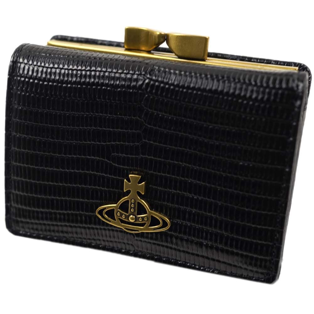 ヴィヴィアンウエストウッド 財布 三つ折り財布 がま口 レディース ブラック SMALL FRAME WALLET Vivienne Westwood 51010018U-L004F-N401