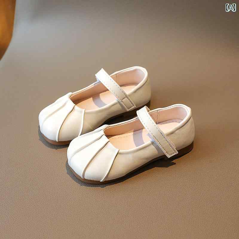 ベビー キッズ ジュニア シューズ 靴 レザー 英国風 女の子 春秋 ラウンドトゥ 革靴 子供 プリンセス ソフトソール
