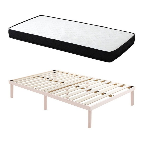 ホームテイスト ASP-SRM-SD パイン材高さ2段階調整脚付きすのこベッド ポケットコイルマットレスセット(セミダブル) ホワイトウォッシュ/ホワイト メーカー直送