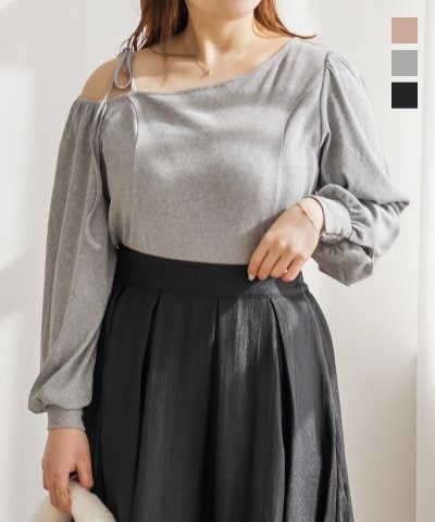 大きいサイズ レディース LL 3L 4L XL XXL XXXL CLETTEオリジナルアシメネックリブトップス 4,269円