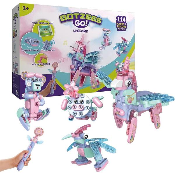 BOTZEES GO! ユニコーン 電動ブロックフィギュア ロボット 組み立て 子供 おもちゃ 女の子 かわいい 魔法 クリスマスプレゼント ギフト