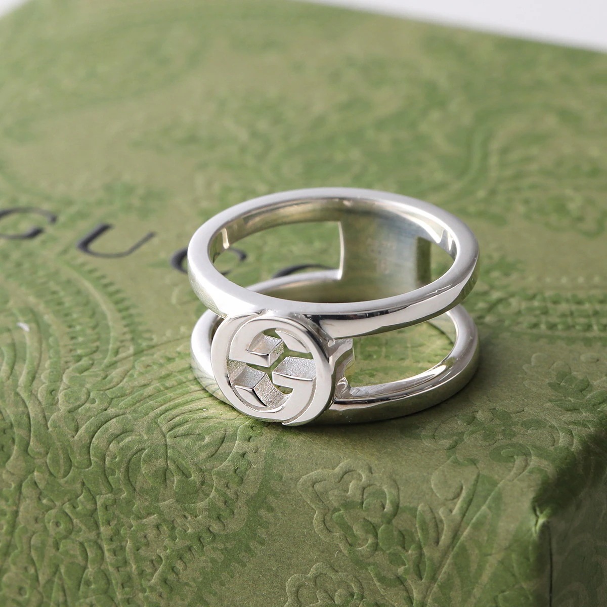 GUCCI グッチ リング 797031 J8400 レディース インターロッキングG ダブルバンド スターリングシルバー 指輪 アクセサリー 8106/SILVER 797031J84008106