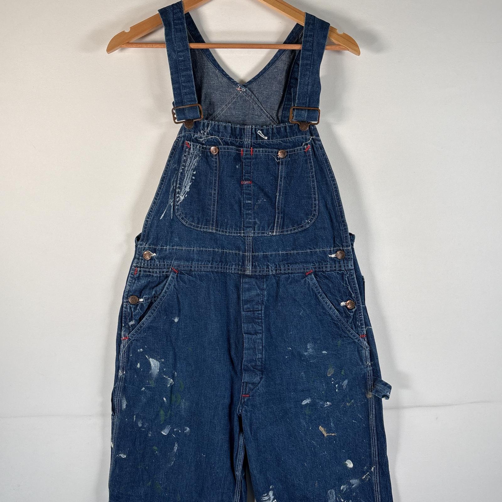 古着 70s/70年代 ヴィンテージ ビッグマック BIG MAC オーバーオール デニム ワーク ワンポイントロゴ ハンマーループ ブルー系 メンズ