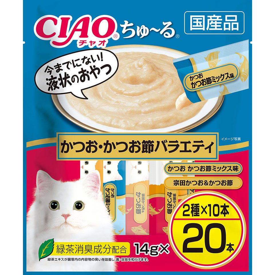 （まとめ買い）いなばペットフード CIAO ちゅる かつお/かつお節バラエティ 14gx20本 猫用おやつ [x4] 5,237円